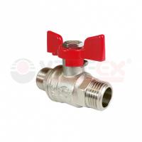 Кран шаровой латунный PREMIUM для ВОДЫ 3/4" НР/НР, бабочка , НИКЕЛИР-Й VALFEX 11Б27фт1М (40/10)
